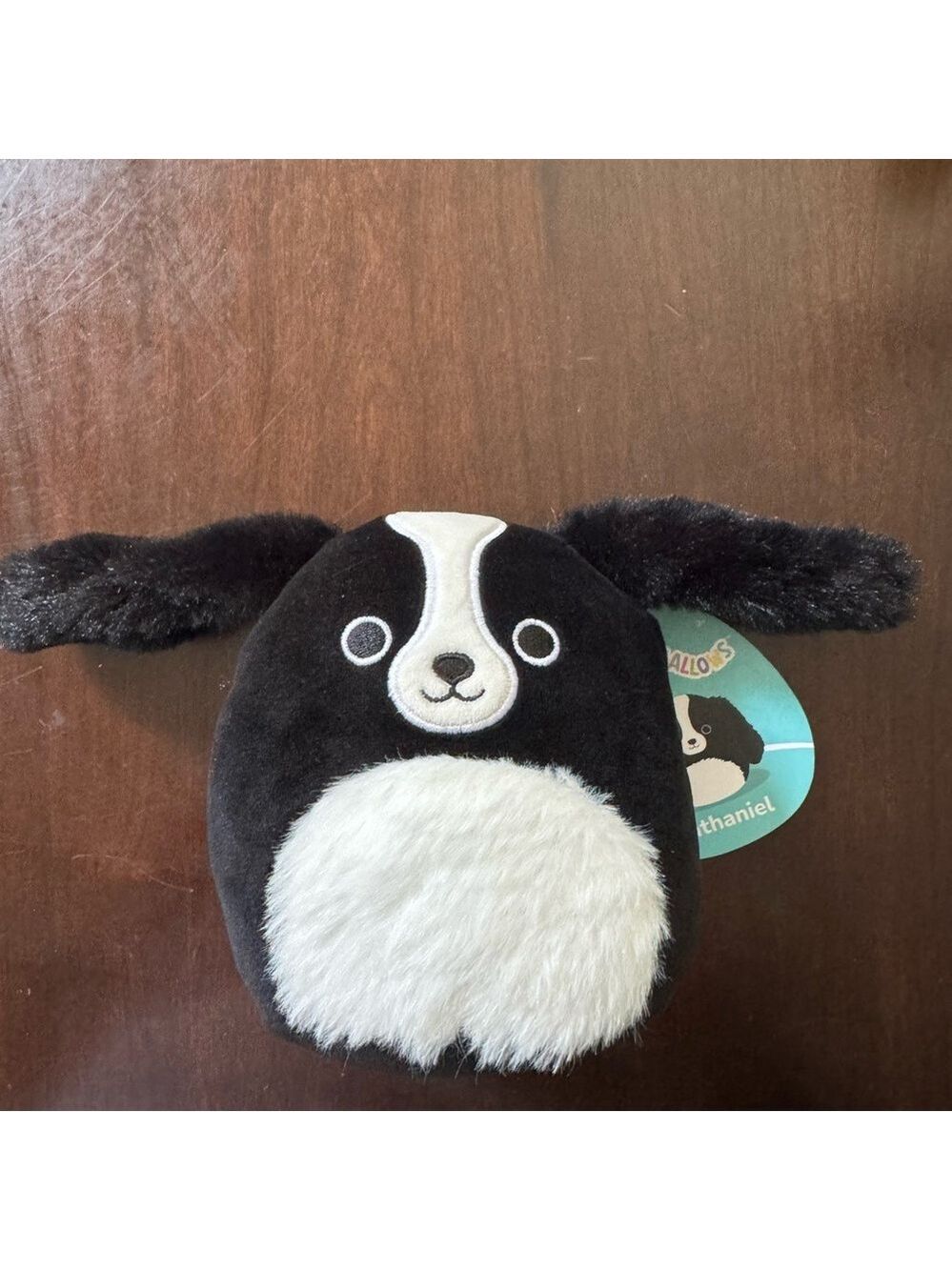 NWT Squishmallows Nathaniel The Cocker Spaniel Black and White Plush.